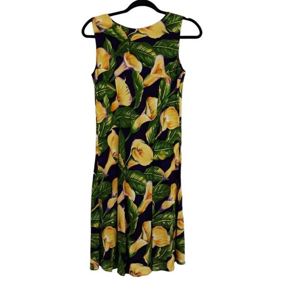Vtg 80's Hilo Hattie Dress Hawaiian Sleeveless Shift Calla Lily Purple Sz XS - Picture 1 of 9